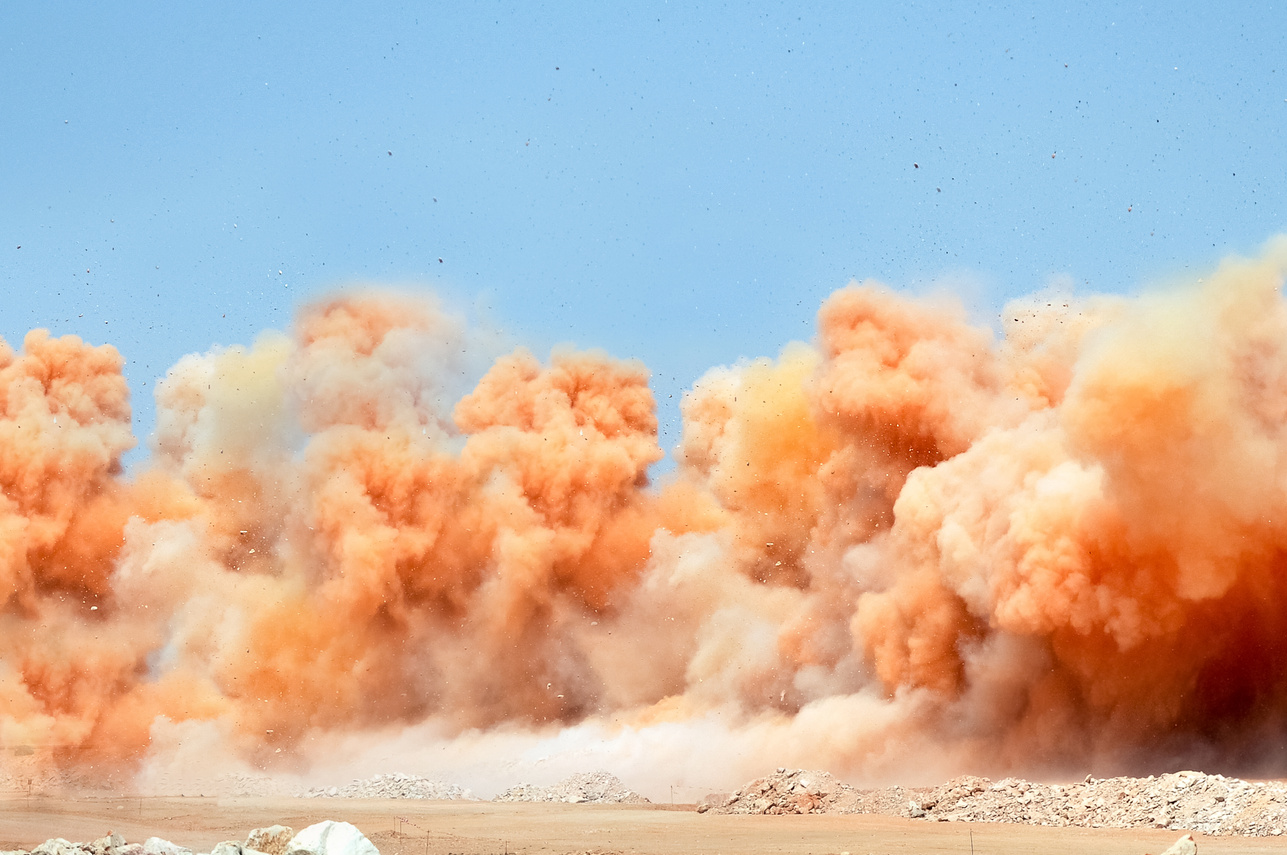 Dust clouds on the construction site