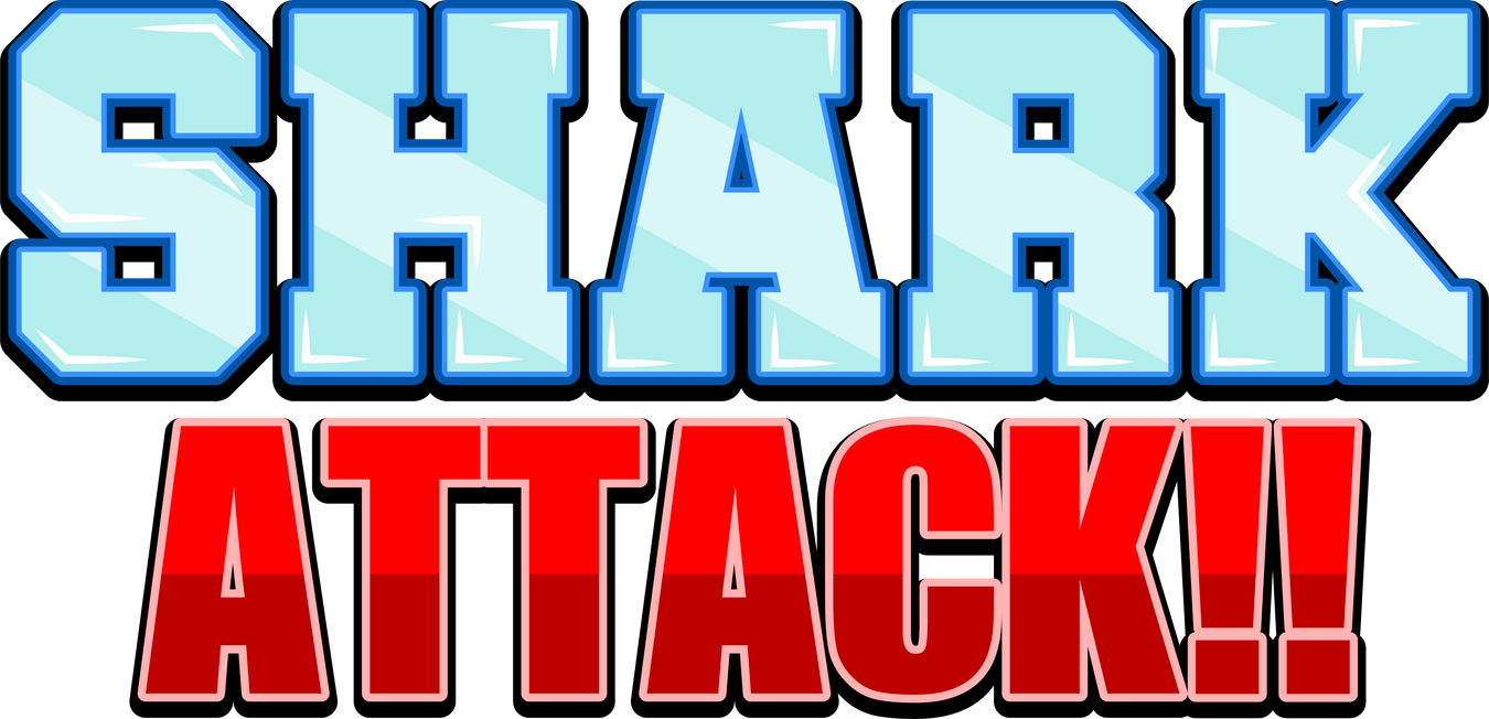 Shark Attack Text Design on White Background